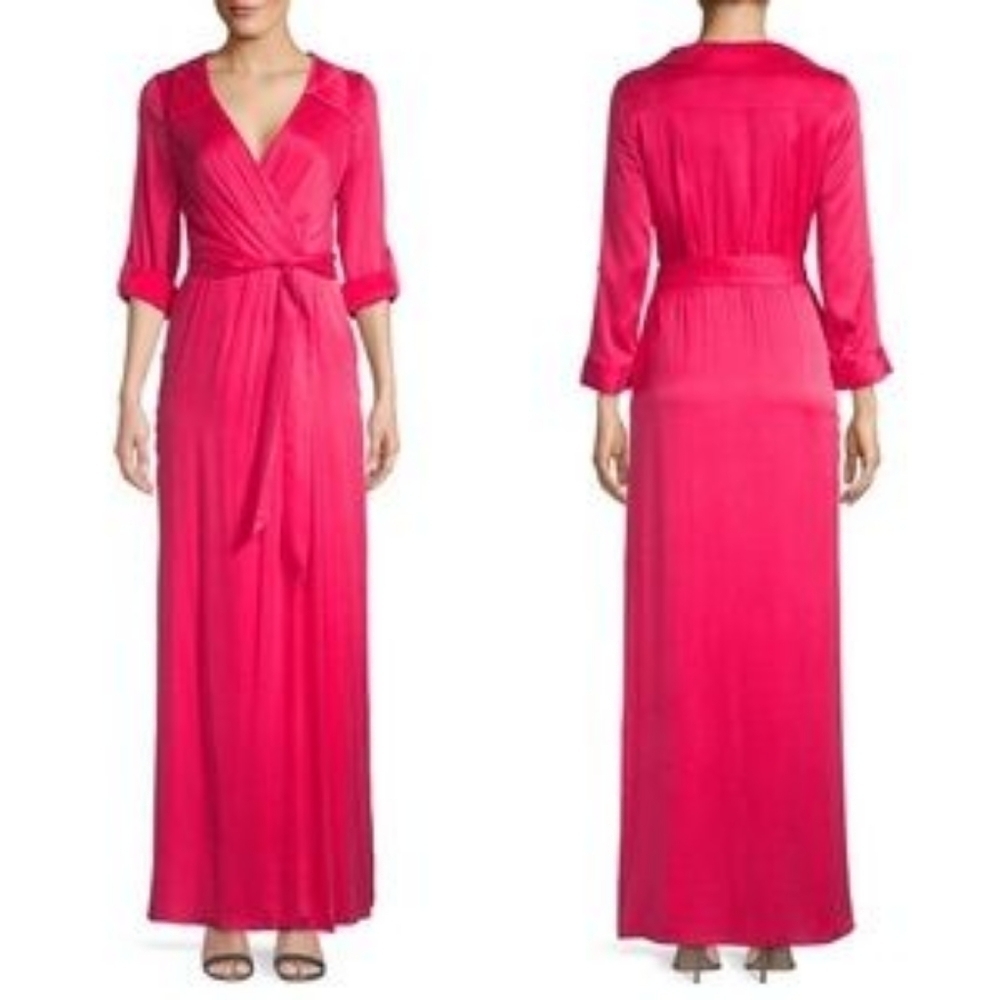 Nwt Alice + Olivia Bayley Drapedwatermelon Silk Dress